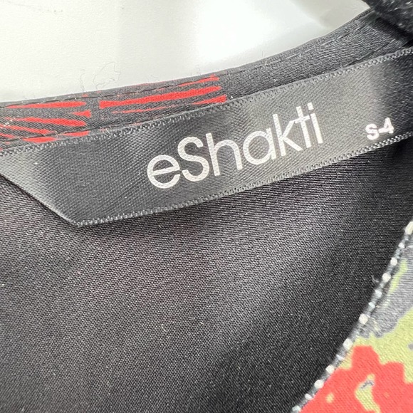 eShakti Graphic Floral Print Crepe Dress Sleeveless Fit & Flare Size Small or 4 - Picture 5 of 8